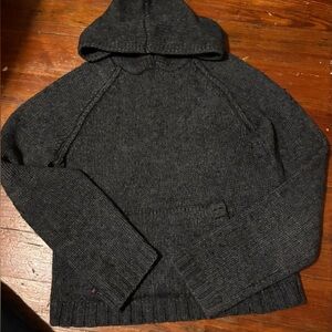 Vintage Abercrombie & Fitch Grey Wool Hoodie Pullover Sweater W. Pocket SZ. L